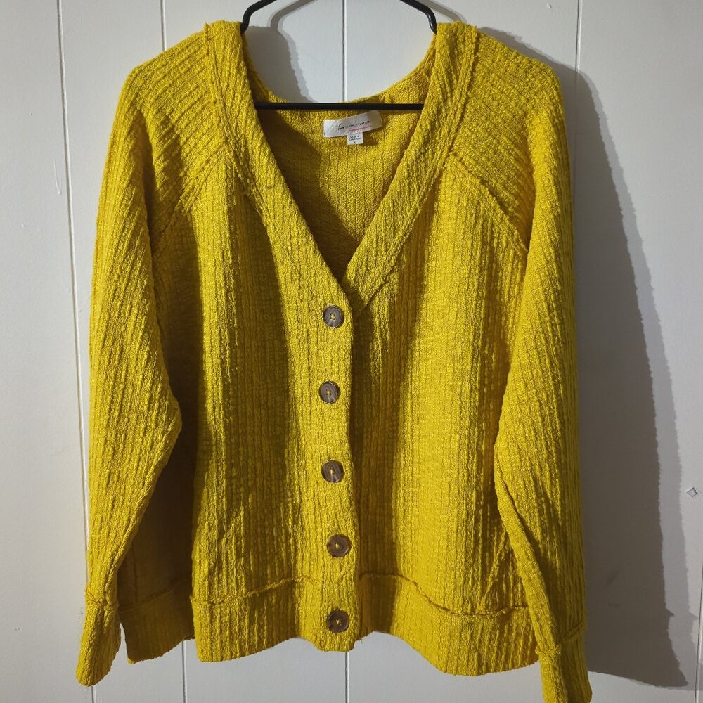 Two by Vince Camuto Women's Yellow Long Sleeve Button Up Cardigan - Size XL #IK